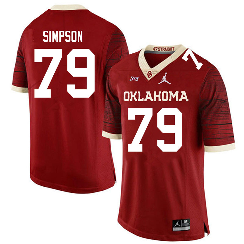 Men #79 Darrell Simpson Oklahoma Sooners Jordan Brand Limited College Football Jerseys Sale-Crimson